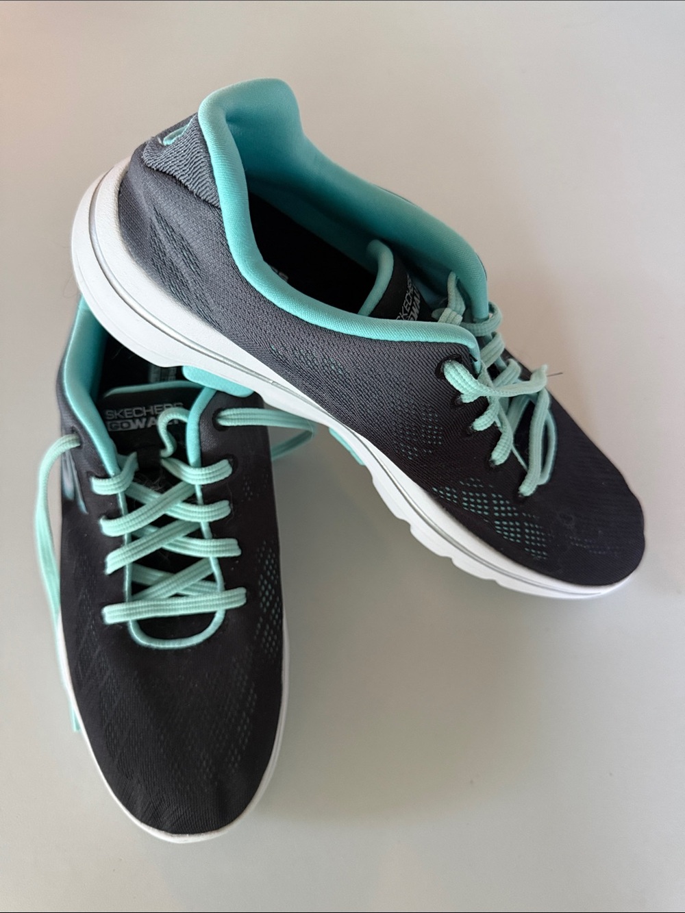Skechers Go Walk Women's Gray Sneakers with Mint Trim
